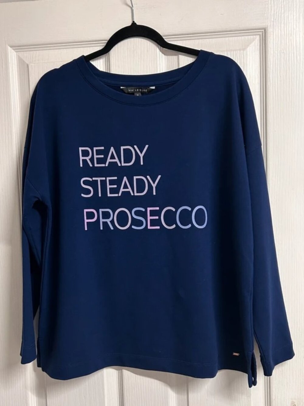 Love Leisure Navy "Ready Steady Prosecco" Sweatshirt Women US 12